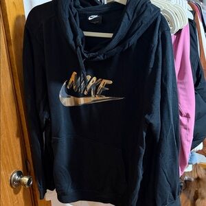 Nike Black Hoodie with Metallic Gold Swoosh